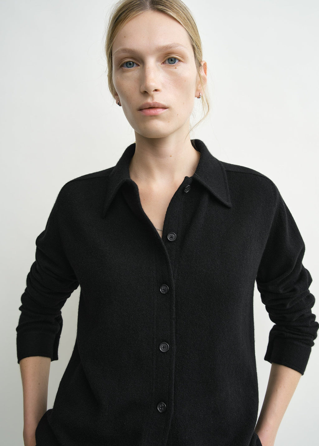 Raglan-sleeve cashmere cardigan black