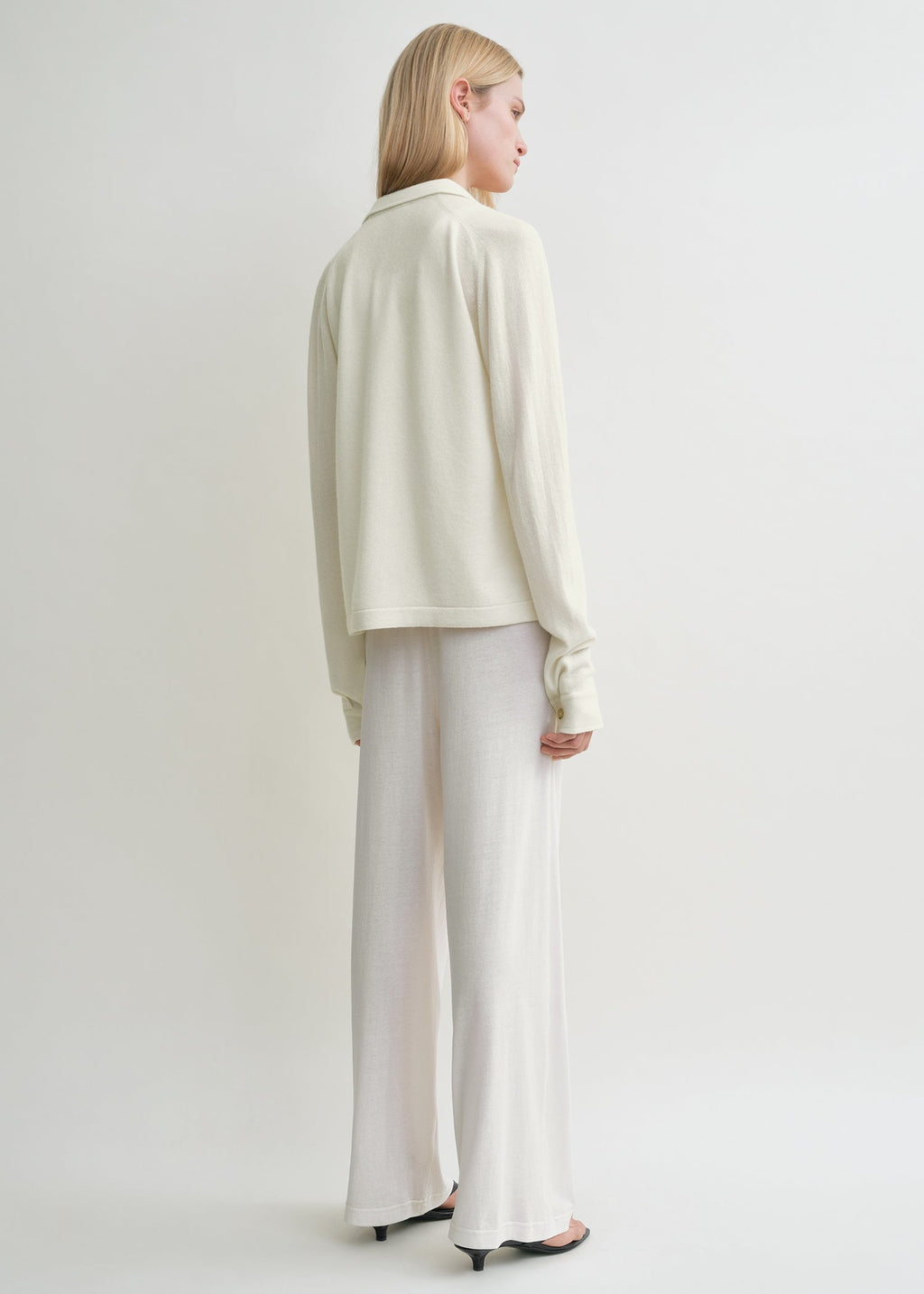 Raglan-sleeve cashmere cardigan white